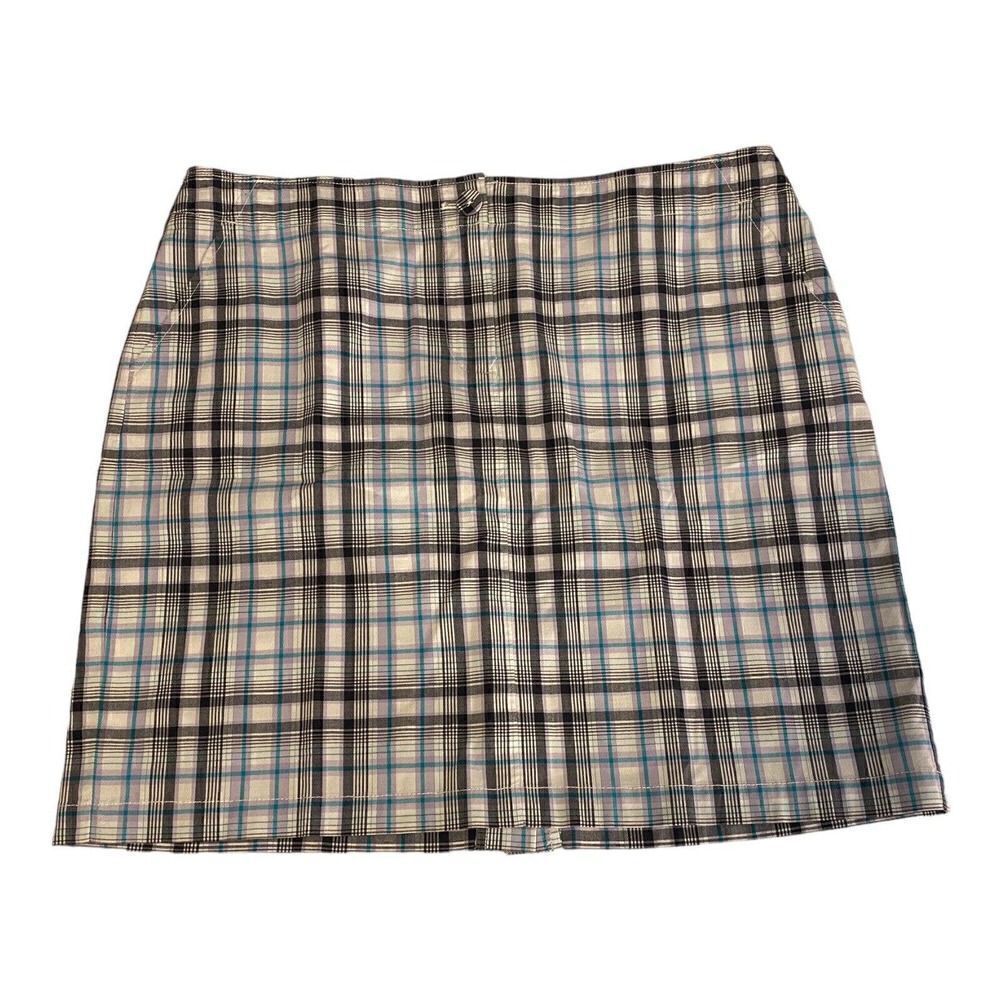 TALBOTS Woman's Size 14P Golf Skirt w/Pockets Plaid Stretch Cotton